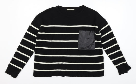 George Womens Black Striped Knit Pullover Jumper Size 12