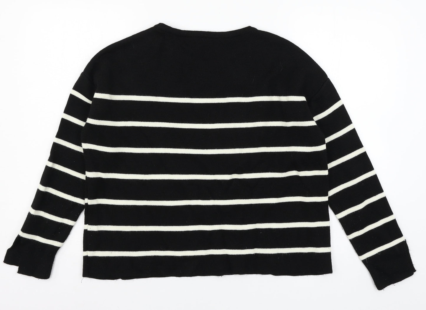 George Womens Black Striped Knit Pullover Jumper Size 12