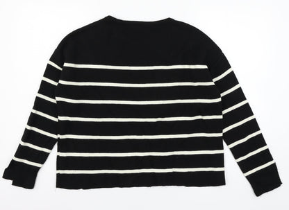 George Womens Black Striped Knit Pullover Jumper Size 12