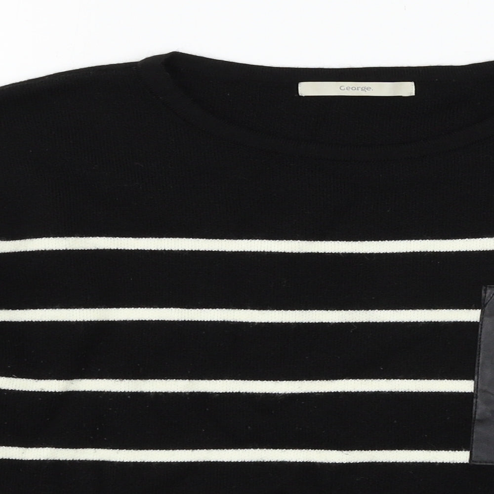 George Womens Black Striped Knit Pullover Jumper Size 12
