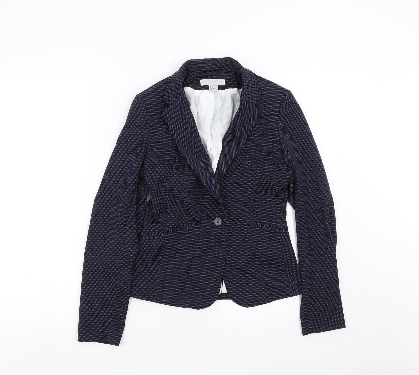 H&M Womens Blue   Jacket Suit Jacket Size 6  - dotted pattern