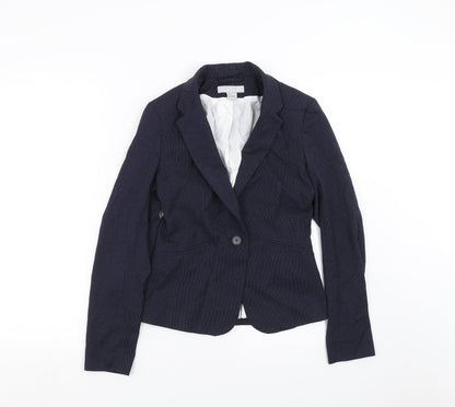 H&M Womens Blue   Jacket Suit Jacket Size 6  - dotted pattern
