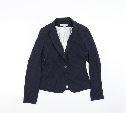 H&M Womens Blue   Jacket Suit Jacket Size 6  - dotted pattern