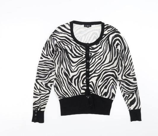 CMD Womens Black Geometric Knit Cardigan Jumper Size S