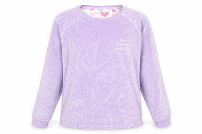Primark Womens Purple Solid Fleece Top Pyjama Top Size S  - love kindness positivity