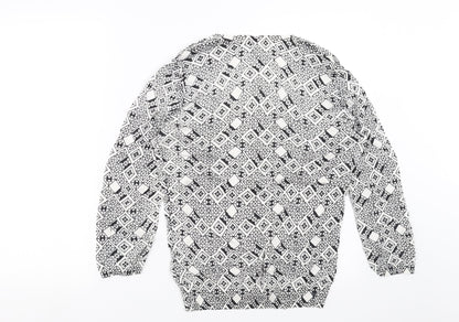 H&M Womens White Geometric Knit Cardigan Jumper Size M