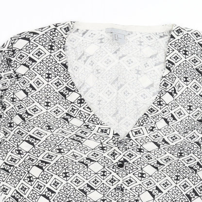 H&M Womens White Geometric Knit Cardigan Jumper Size M