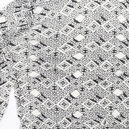 H&M Womens White Geometric Knit Cardigan Jumper Size M