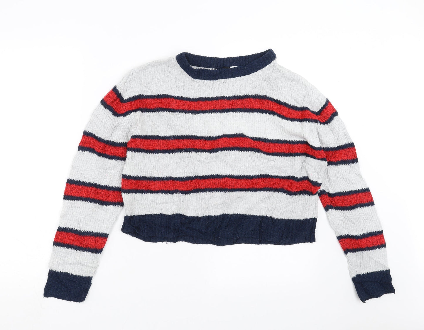 Divided by H&M Womens Blue Striped Knit Pullover Jumper Size S  - cropped