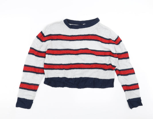 Divided by H&M Womens Blue Striped Knit Pullover Jumper Size S  - cropped