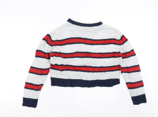 Divided by H&M Womens Blue Striped Knit Pullover Jumper Size S  - cropped