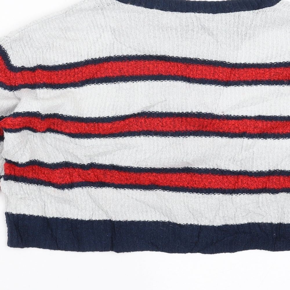 Divided by H&M Womens Blue Striped Knit Pullover Jumper Size S  - cropped