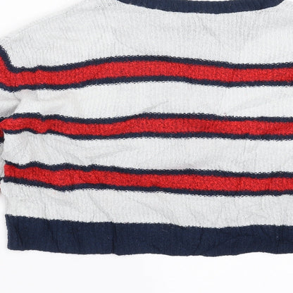 Divided by H&M Womens Blue Striped Knit Pullover Jumper Size S  - cropped