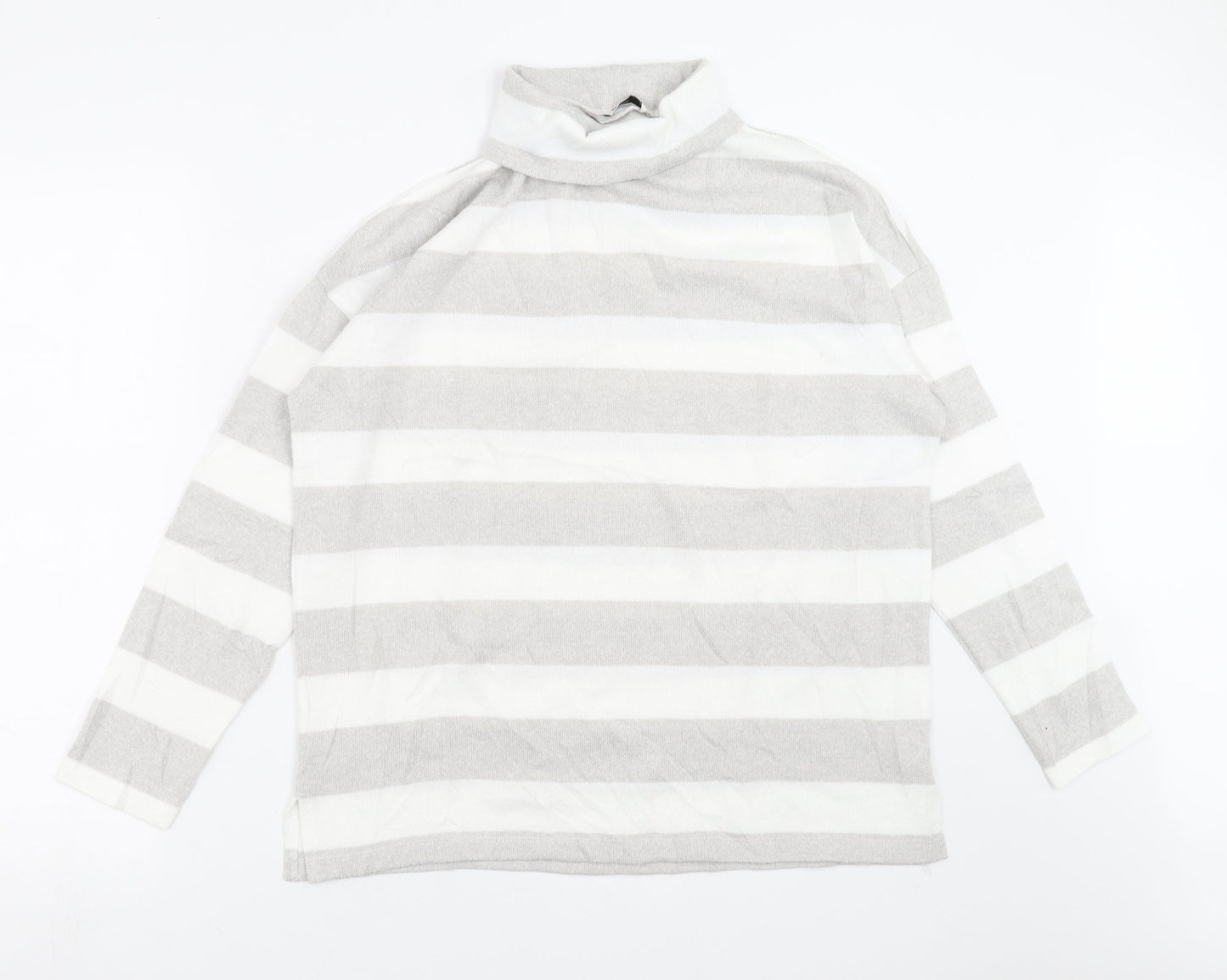 TU Womens Grey Striped Knit Pullover Jumper Size 14