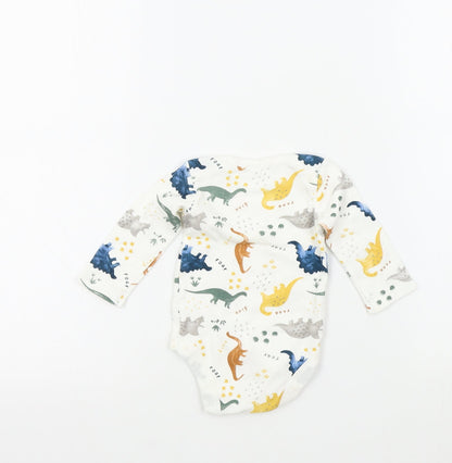 TU Boys White Geometric  Babygrow One-Piece Size 0-3 Months  - dinasours