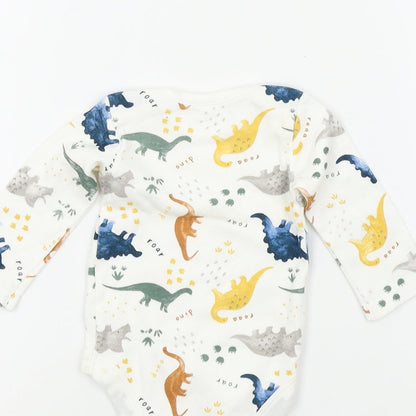 TU Boys White Geometric  Babygrow One-Piece Size 0-3 Months  - dinasours