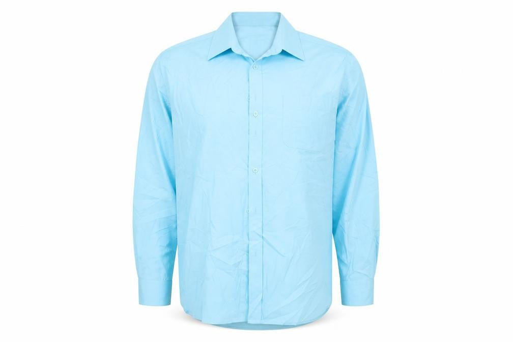 Mens UK Size 17 George Blue  Button-Up Long Sleeve Casual Shirt