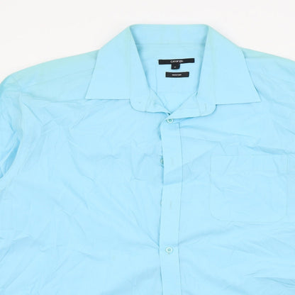 George Mens Blue Colourblock   Button-Up Size 17