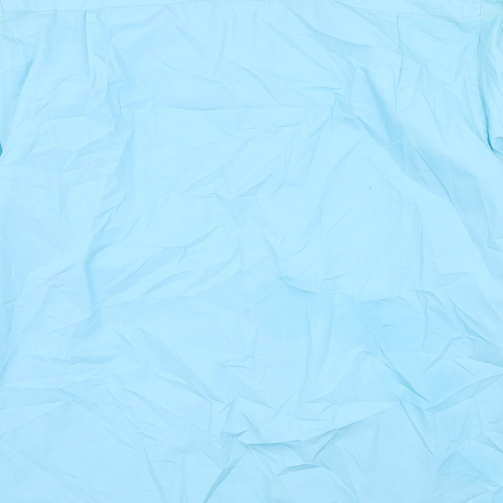 George Mens Blue Colourblock   Button-Up Size 17