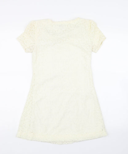 Cutie Womens White Floral Lace Fit & Flare  Size S