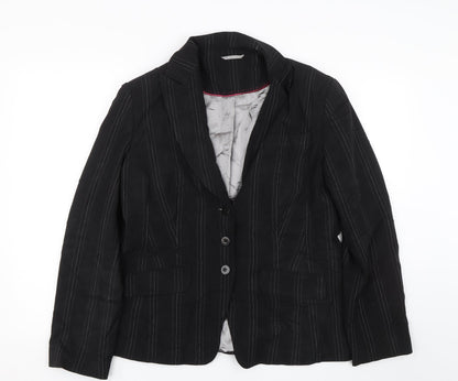 M&Co Womens Black Striped  Jacket Suit Size 16
