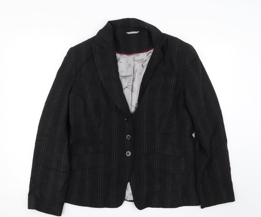M&Co Womens Black Striped  Jacket Suit Size 16