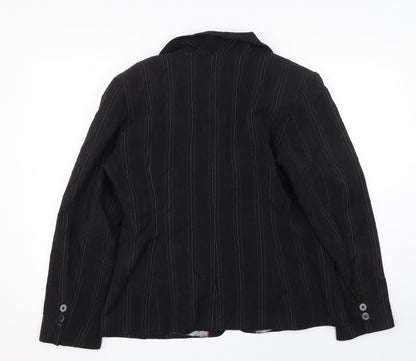 M&Co Womens Black Striped  Jacket Suit Size 16
