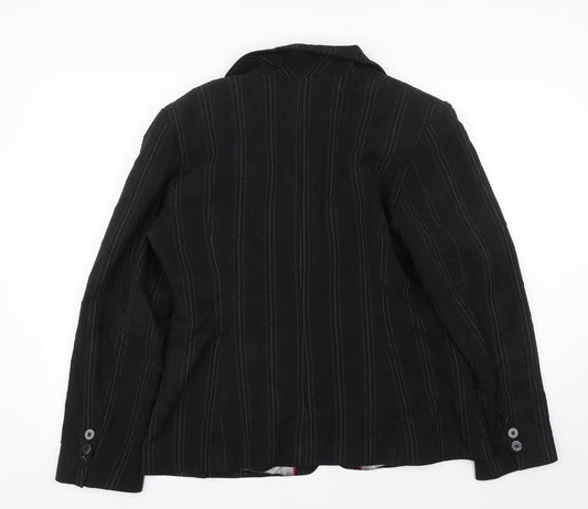 M&Co Womens Black Striped  Jacket Suit Size 16