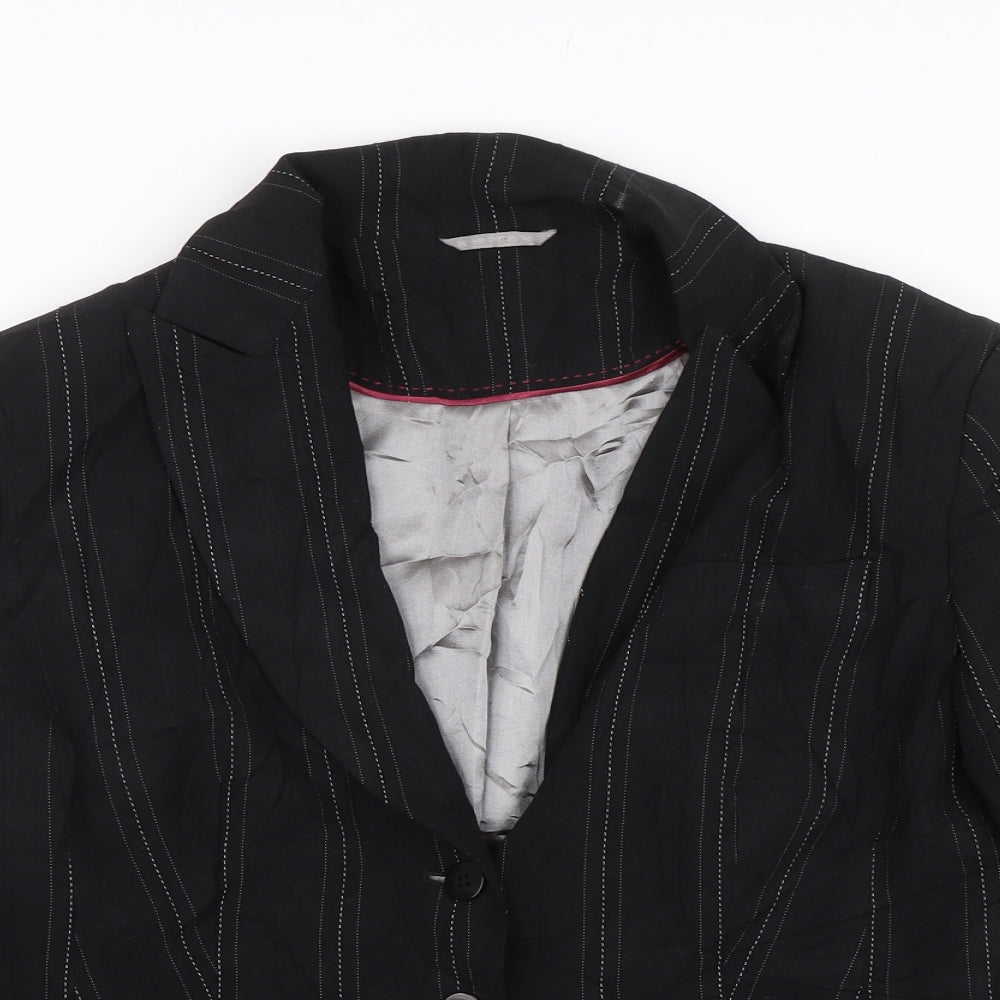 M&Co Womens Black Striped  Jacket Suit Size 16