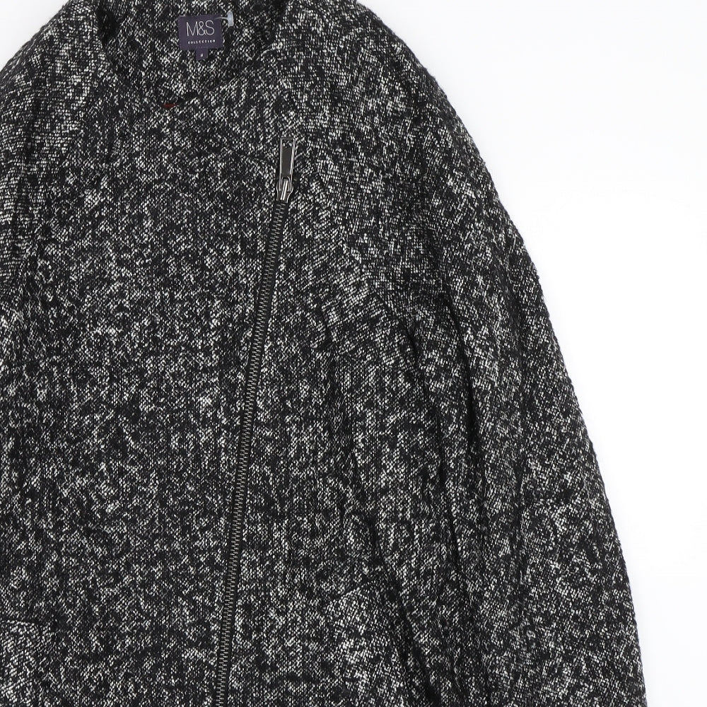 Womens UK Size 8 M&S Black Overcoat