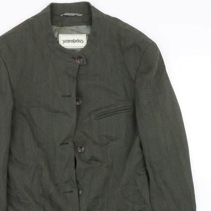 Scarabaus Womens Green Herringbone  Trench Coat Blazer Size 10