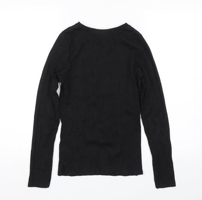 Womens UK Size 10 New Look Black Wrap T-Shirt