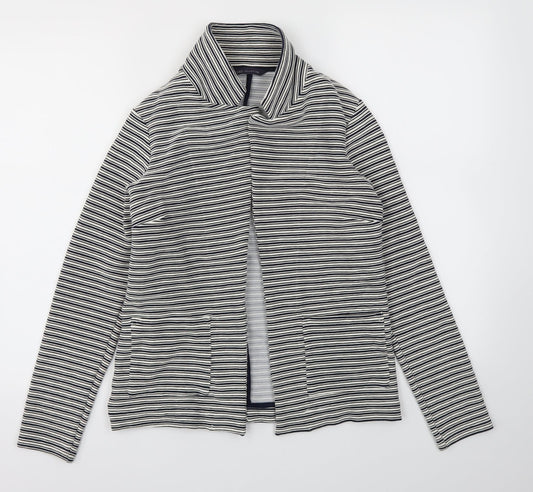 M&S Womens Blue Striped  Jacket Blazer Size 10
