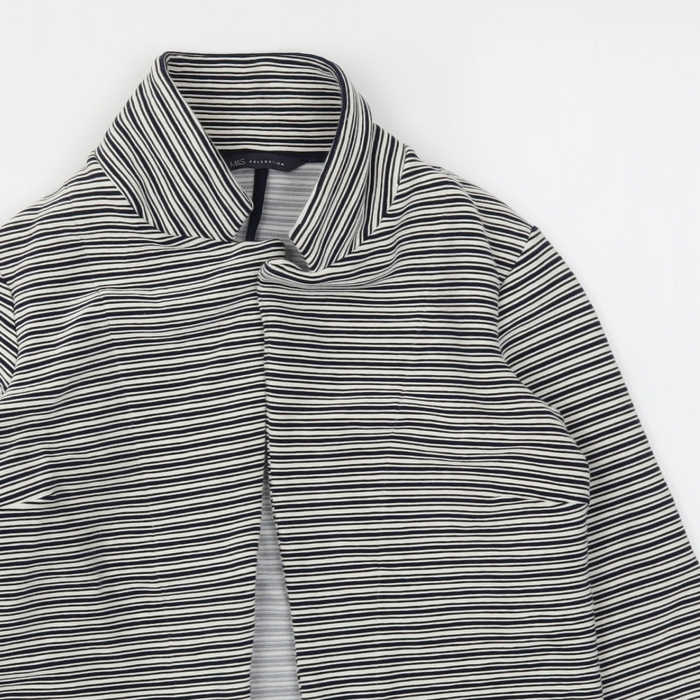 M&S Womens Blue Striped  Jacket Blazer Size 10