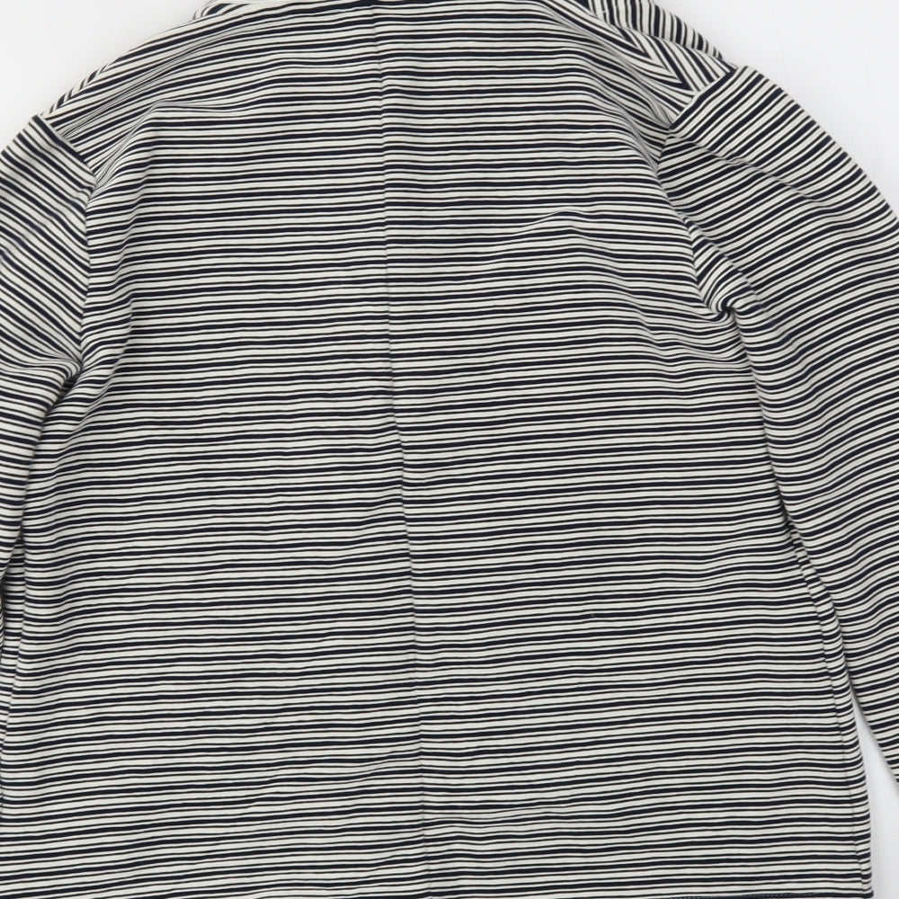 M&S Womens Blue Striped  Jacket Blazer Size 10