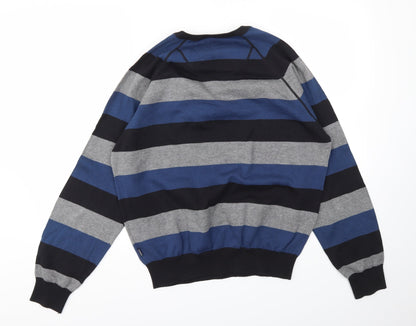 LAKE HOCKEY Mens Blue Striped  Pullover Sweatshirt Size L