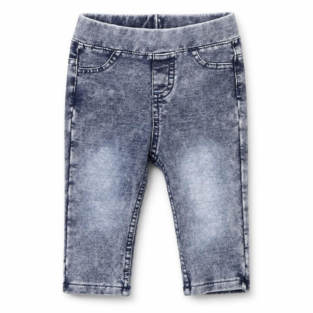 Front view of H&M girls’ blue capri jeans, size 3-6, months