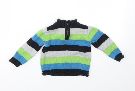authentic boys Boys Blue Striped  Basic Coat Jacket Size 3-6 Months