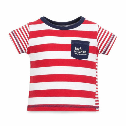 Matalan Boys Red Striped  Basic T-Shirt Size 6-9 Months