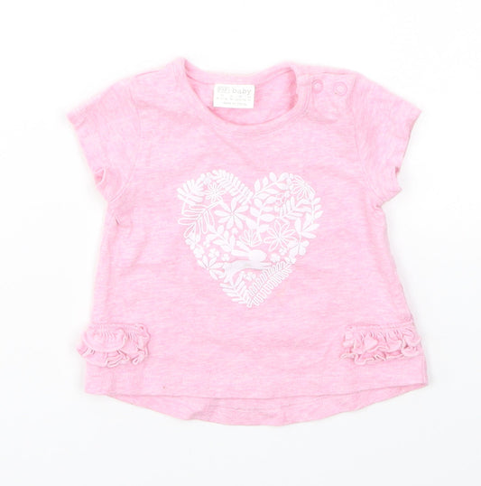F&F Girls Pink   Basic T-Shirt Size 0-3 Months
