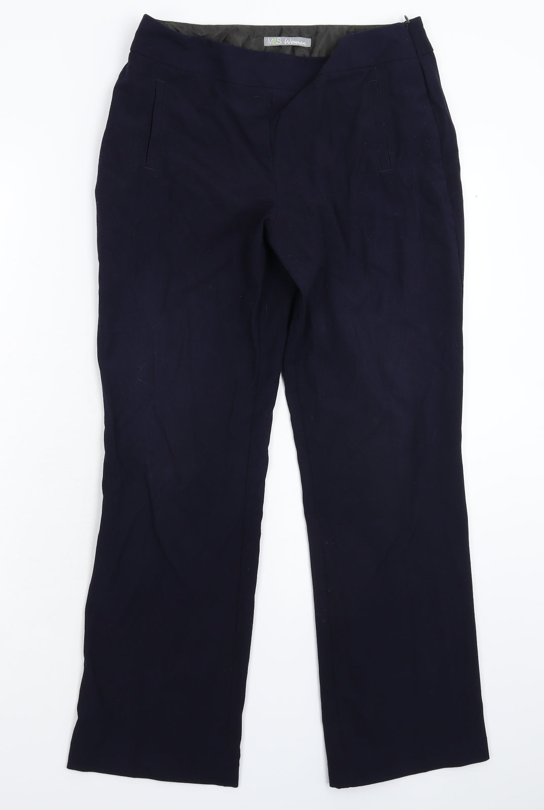 Womens UK Size 10 Marks and Spencer Regular Fit Dress Pants Blue Trousers