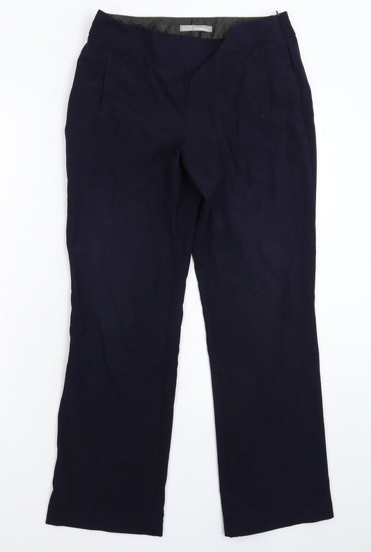 Womens UK Size 10 Marks and Spencer Regular Fit Dress Pants Blue Trousers