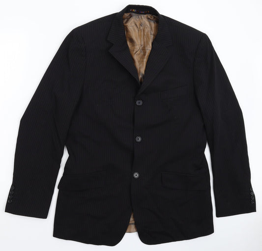 Mens UK Size 40 River Island Regular Black Suit Jacket