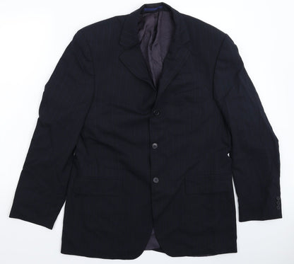 Mens UK Size 40 Pinstripe Regular Blue Suit Jacket