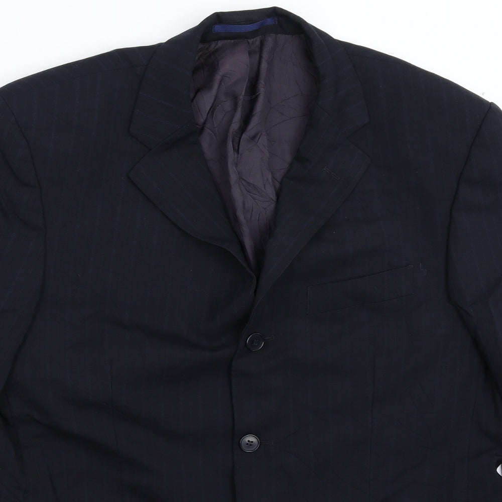 Mens UK Size 40 Pinstripe Regular Blue Suit Jacket