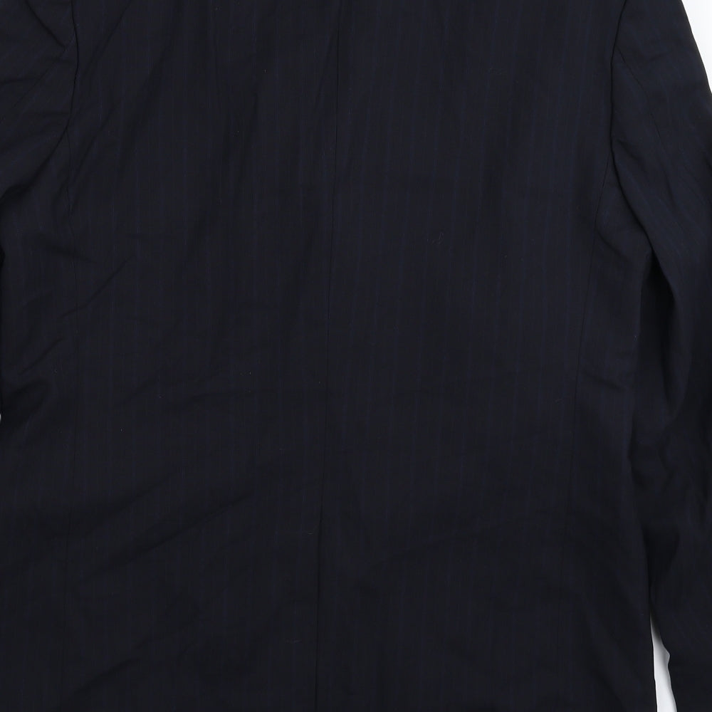 Mens UK Size 40 Pinstripe Regular Blue Suit Jacket