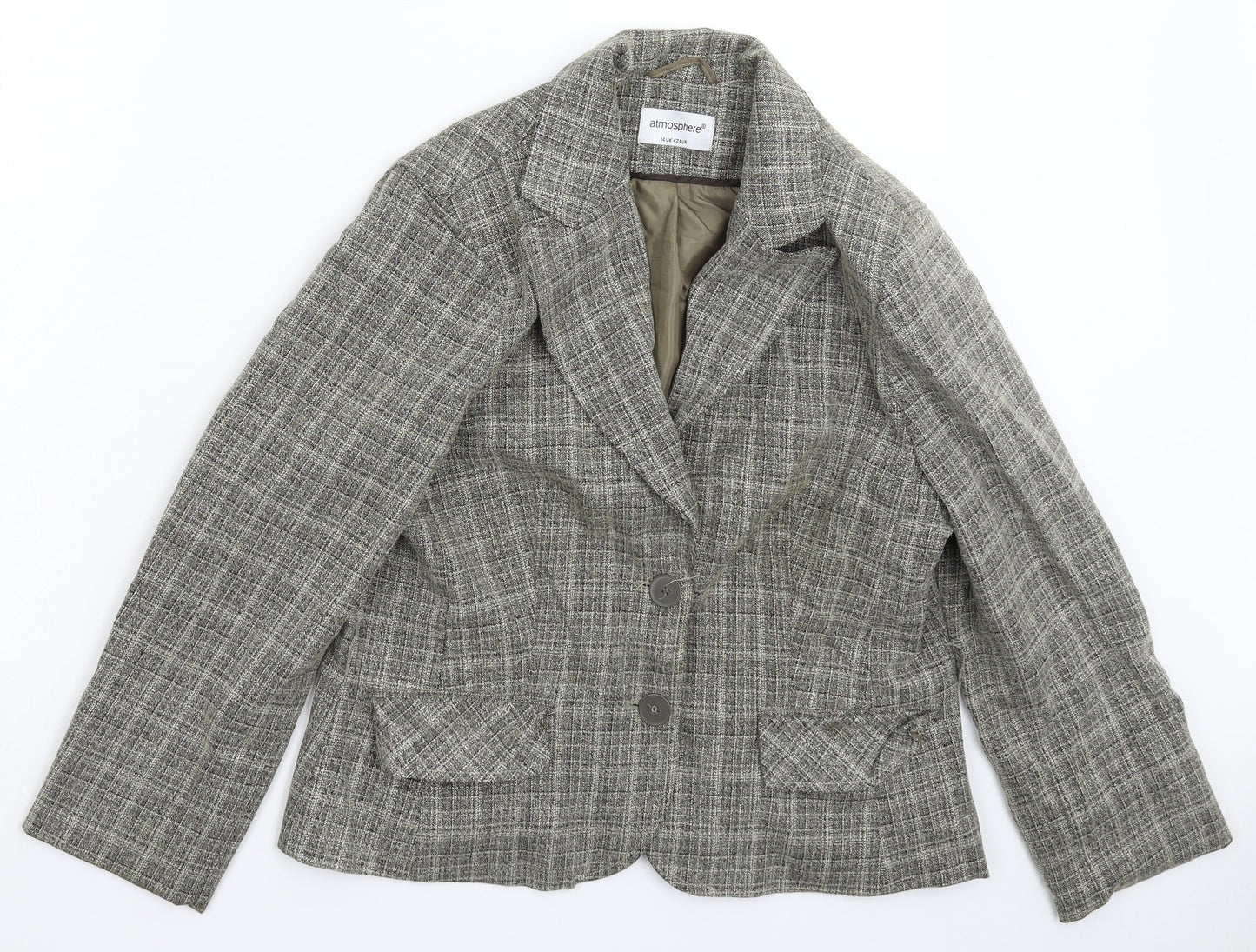 Atmosphere Womens Grey Check  Jacket Blazer Size 14