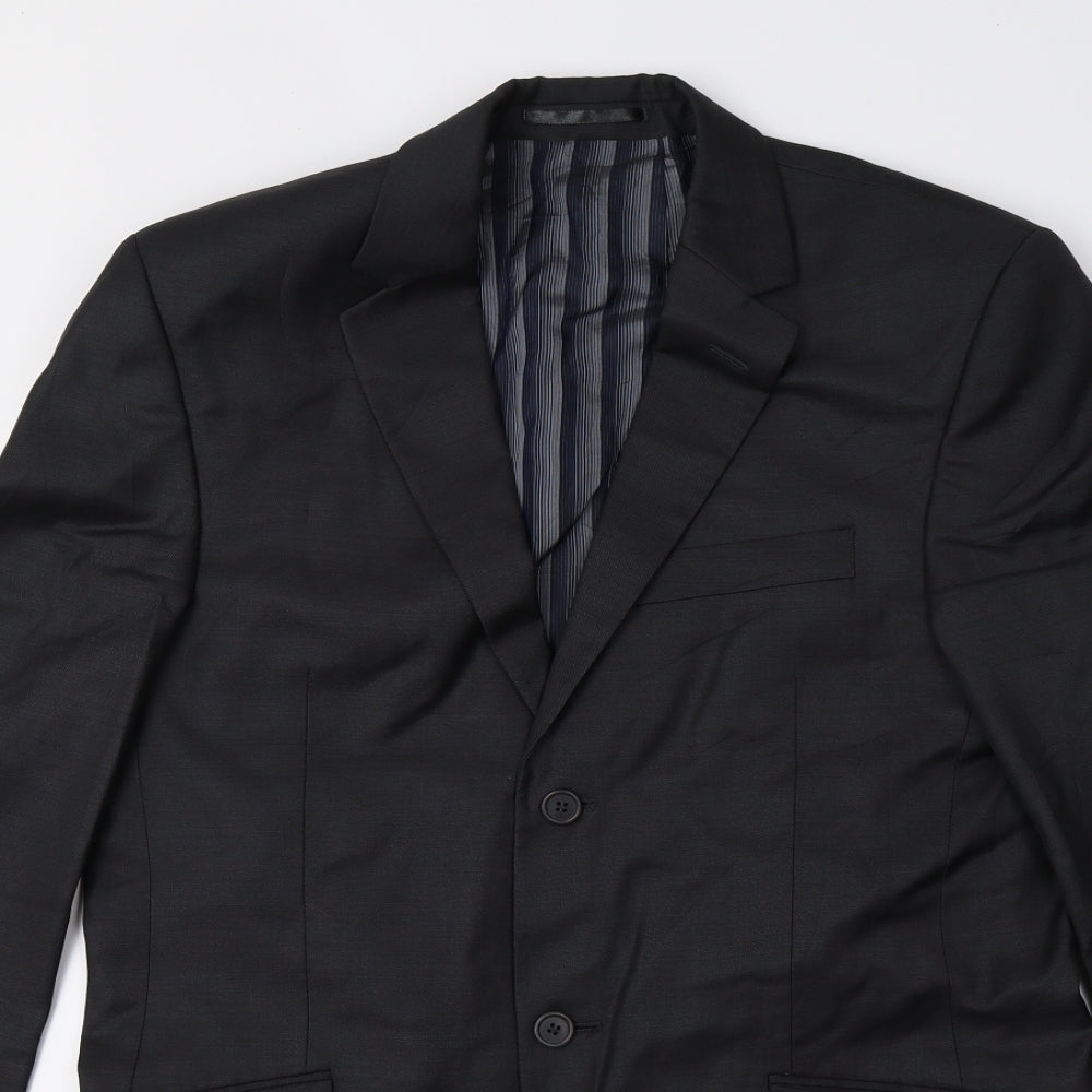 Mens UK Size 38 daniel hetcher Regular Black Suit Jacket