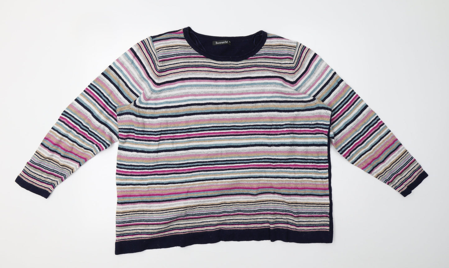 Bonmarché Womens Multicoloured Striped Knit Pullover Sweatshirt Size XL