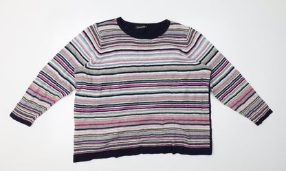 Bonmarché Womens Multicoloured Striped Knit Pullover Sweatshirt Size XL